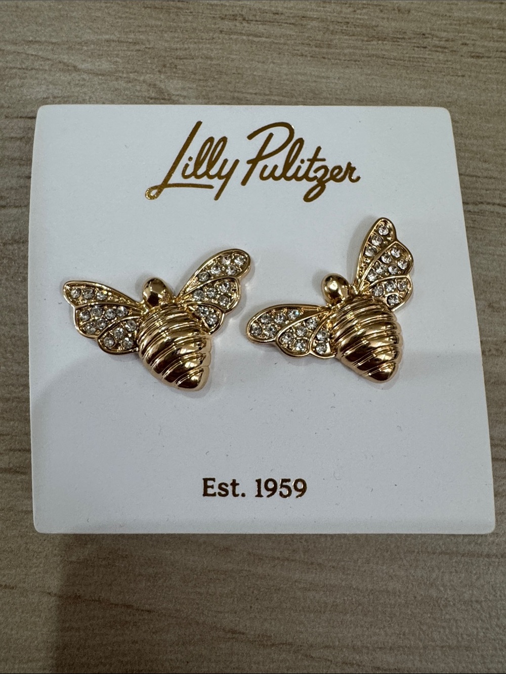 Lilly Pulitzer GWP Gold Bee Crystal Stud Earrings